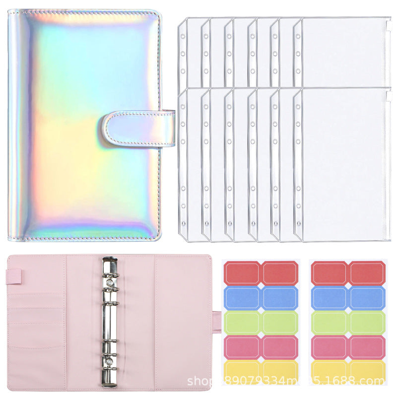 A6 Colorful Binder Laser Macaron PU Note Book