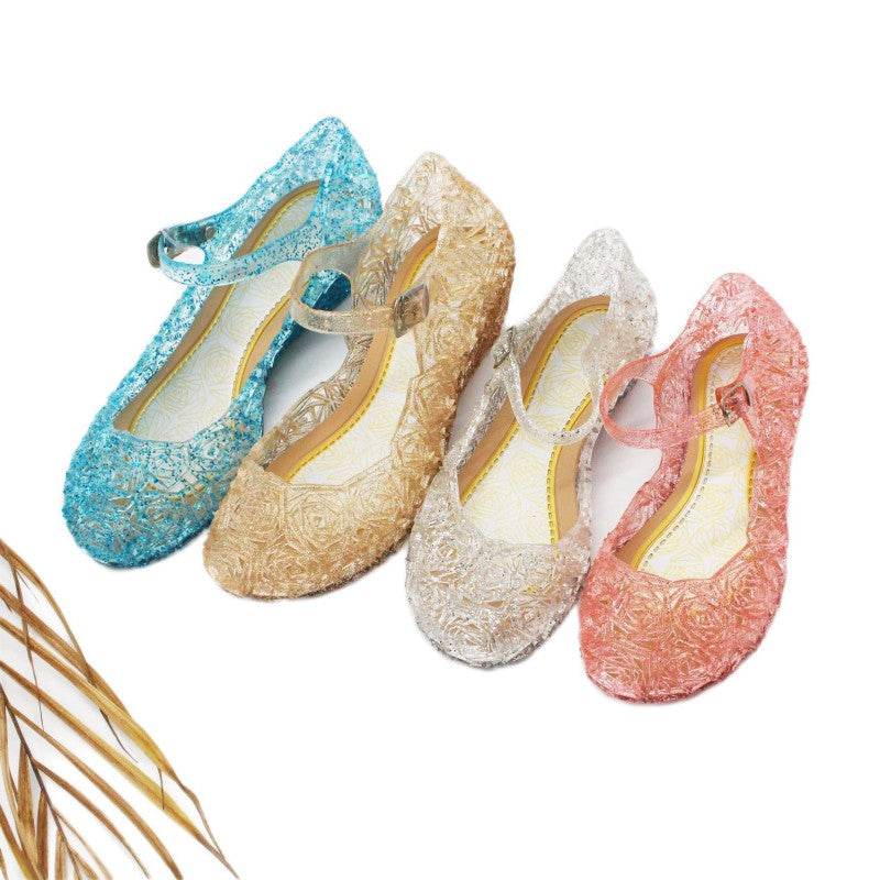 Girls Basic Solid Color Flower Princess Sandals