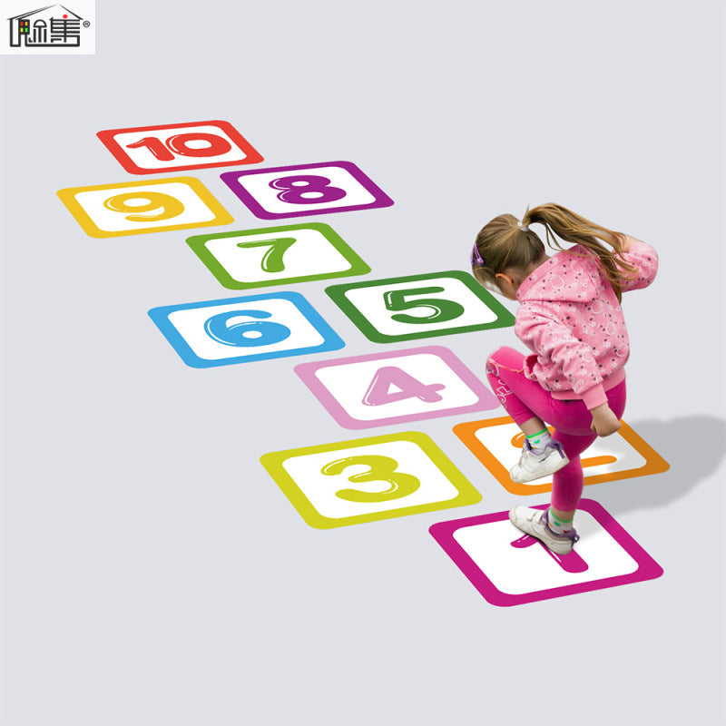 21*21cm Children'S Room Decoration Floor Hopscotch Stickers Creative Early Education Digital Number Interactive Game Sticker