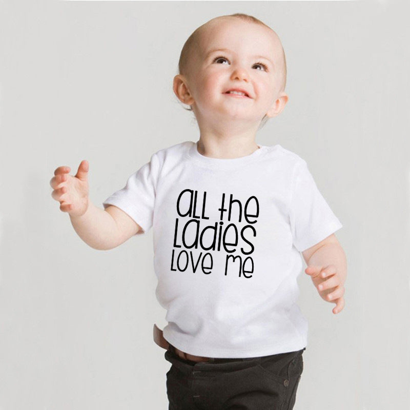 Children Kids Baby Fashion Girls Boys Basic Casual All The Kadies Love Print Short Sleeve T-Shirt