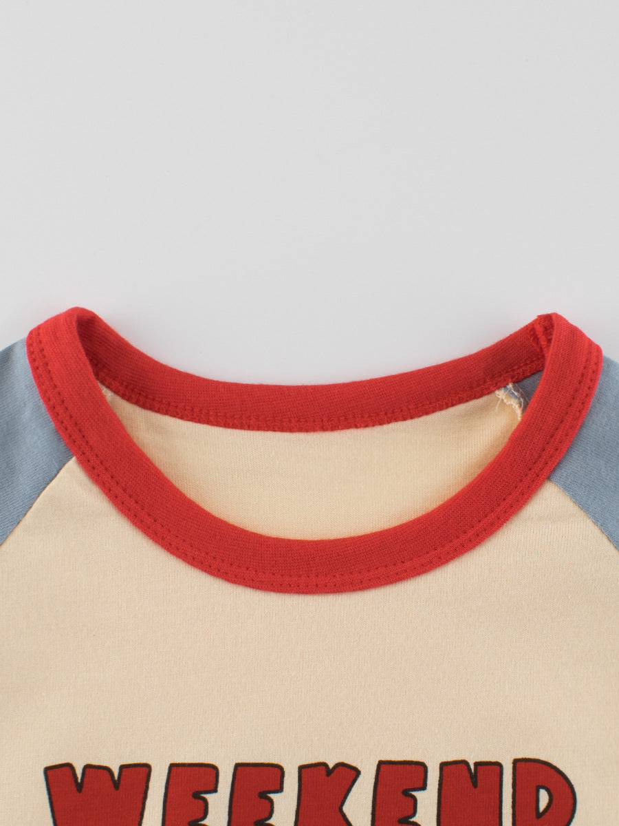 Kids Toddler Boys Girls Casual Cute Alphabet Cartoon Print Long Sleeve Round Neck T-Shirt
