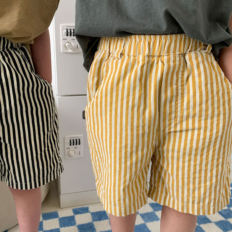 Kids Casual Stripe Elastic Loose Shorts