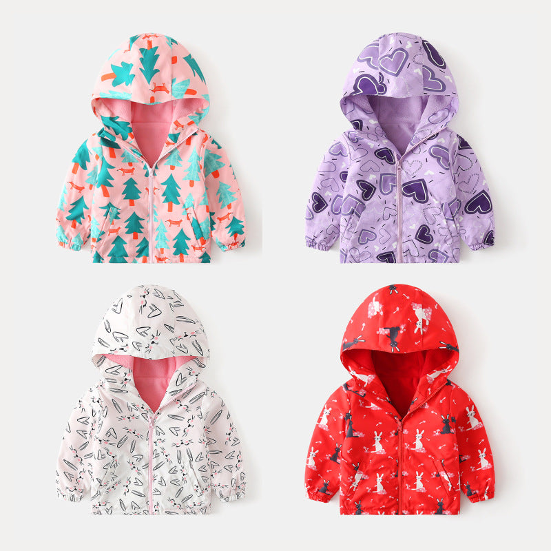 Autumn And Winter Waterproof Plus Velvet Windbreaker Printing Coat Polar Fleece Assault Cotton Coat Thickened And Warm
