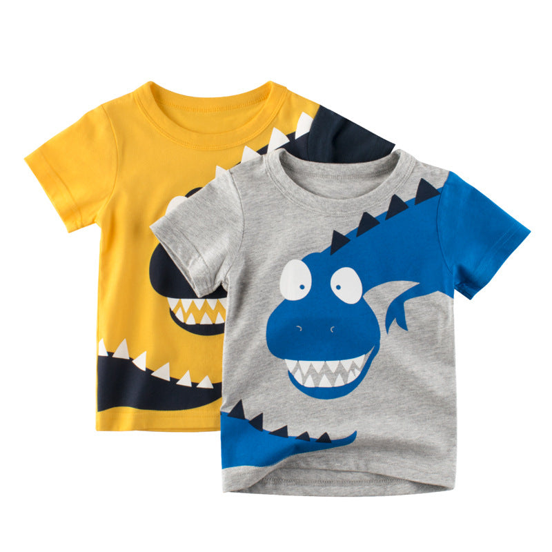 Children Cute Boy'S Cartoon Dinosaur Print Short-Sleeved T-Shirt