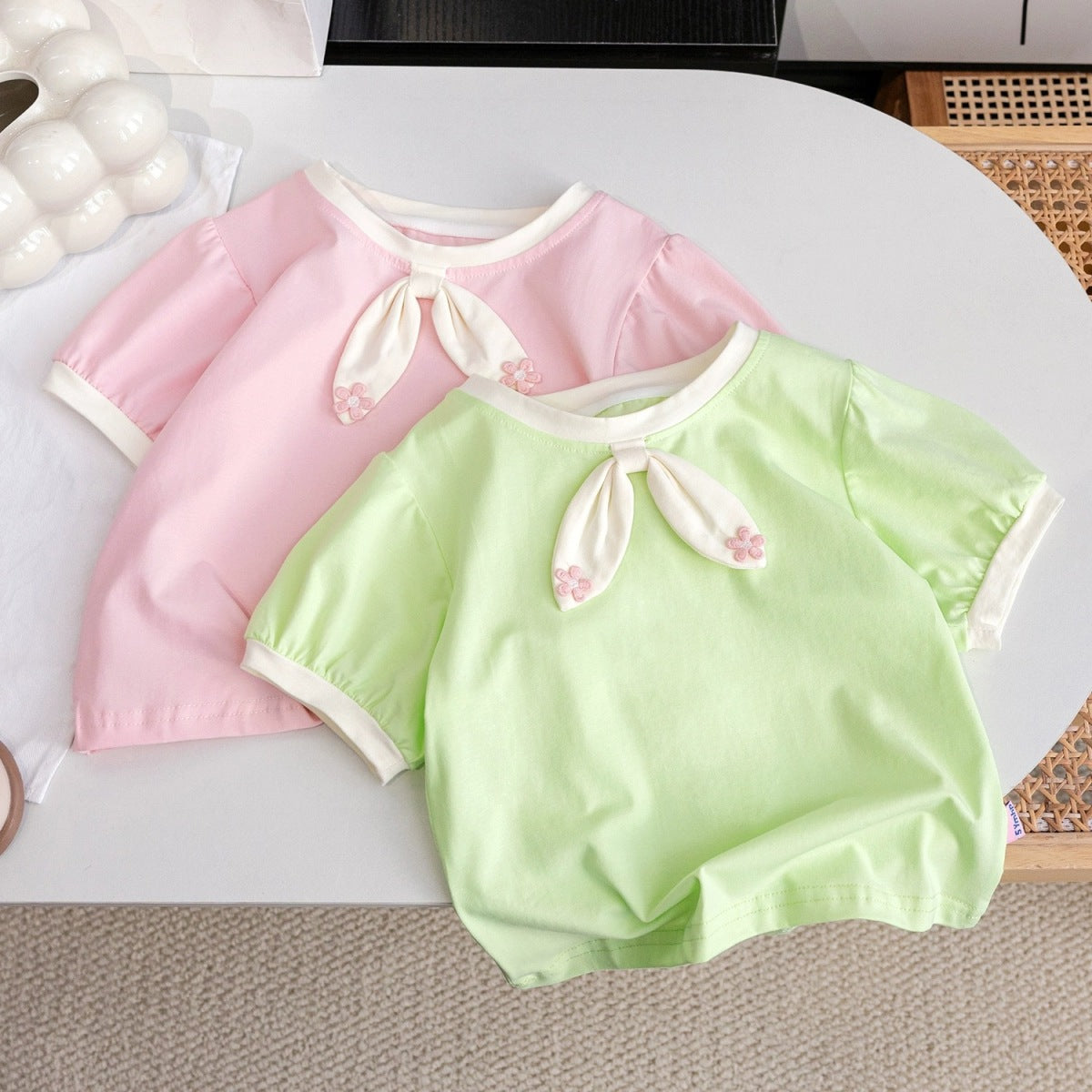 Kids Toddler Girls Casual Cute Solid Color Short Sleeve Round Neck T-Shirt