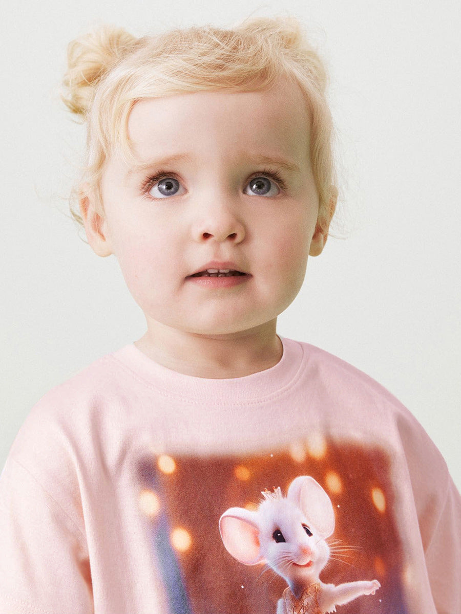 Kids Toddler Girls Casual Cartoon Print Short Sleeve T-Shirt Shorts Sets