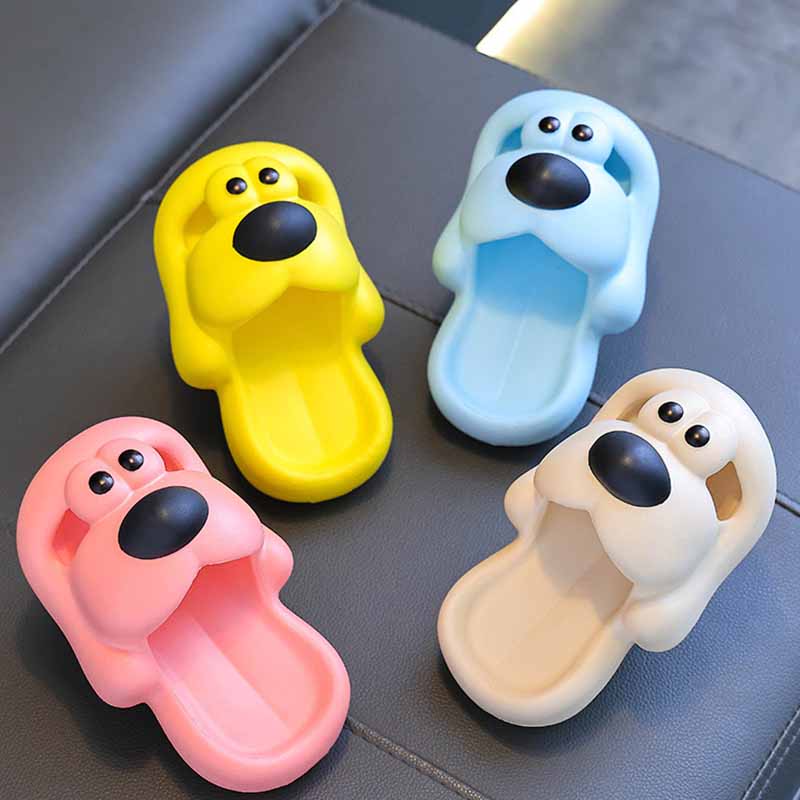 Kids Unisex Cute Cartoon Puppies Thick-Soled Cover Toe Slippers
