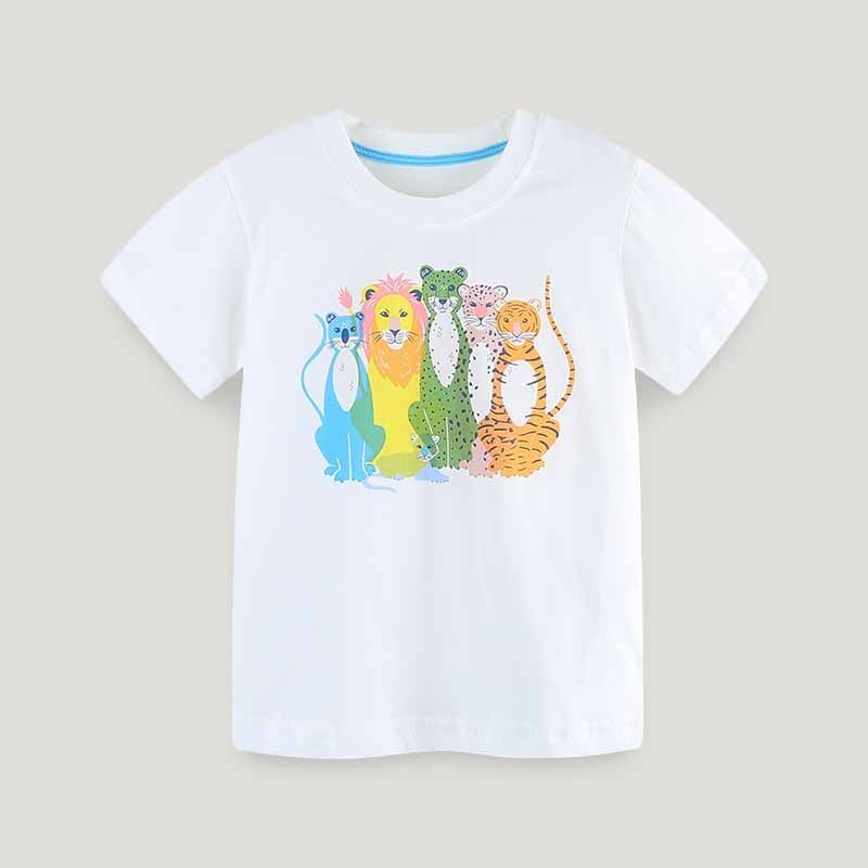 Kids Toddler Boys Casual Cute Cartoon Print Short Sleeve Round Neck T-Shirt
