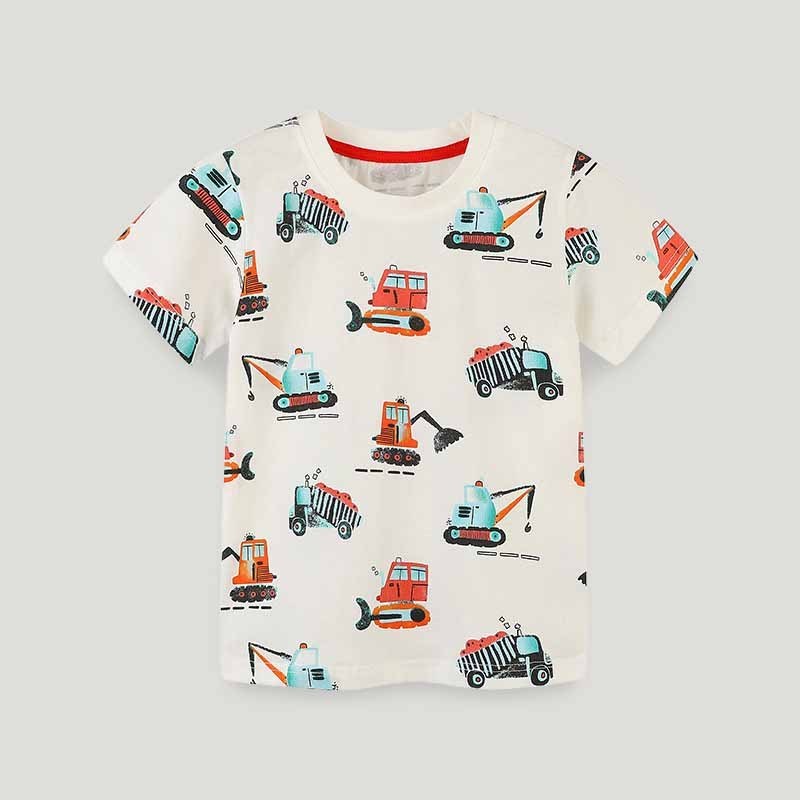 Kids Toddler Boys Casual Cute Cartoon Car Print Short Sleeve Round Neck T-Shirt
