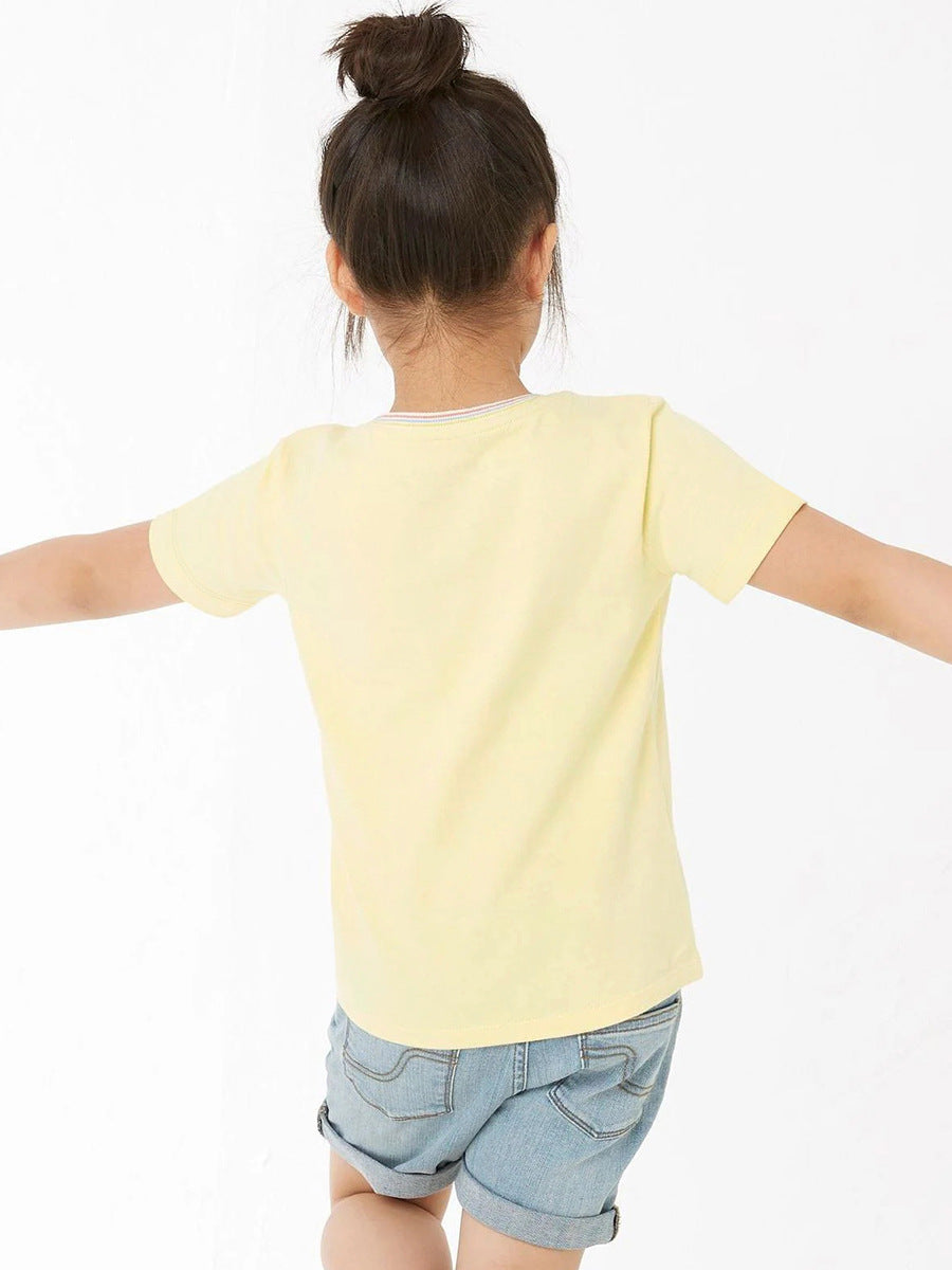 Kids Toddler Girls Casual Cute Print Short Sleeve Round Neck T-Shirt