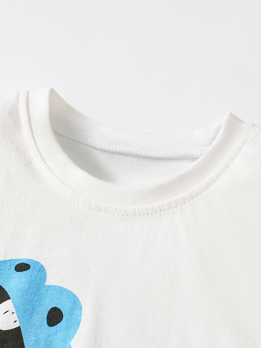 Kids Toddler Boys Casual Cartoon Print Short Sleeve T-Shirt Shorts Sets