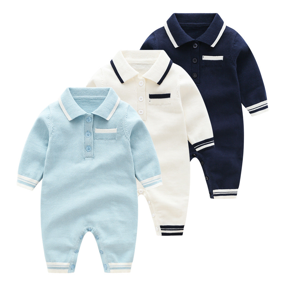 Winter Baby Simple Lapel Knit One Piece