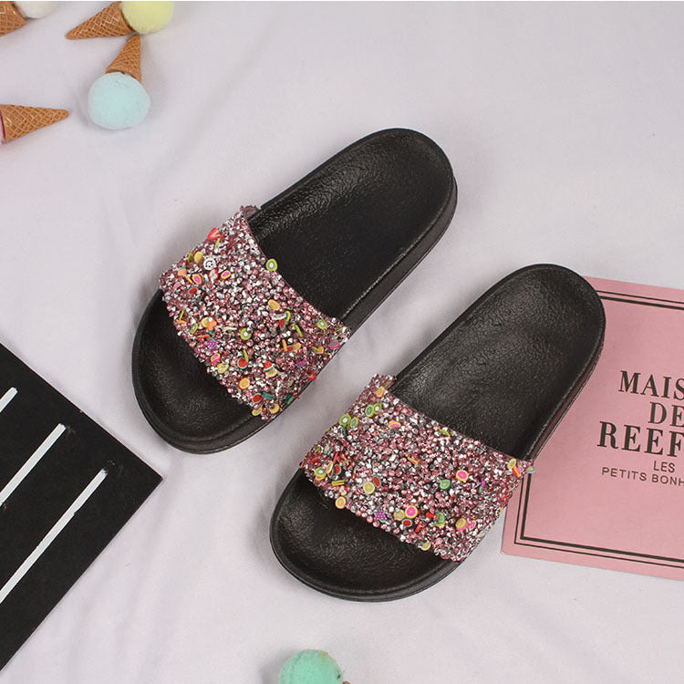 Children Kids Baby Fashion Girls Rhinestones Princess Soft Sole Casual Slippers Shoes