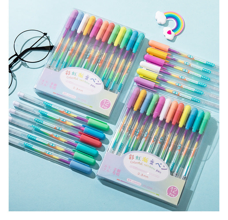 12Pcs/Set Creative Multicolor Color Fluorescent Glitter Pen Set