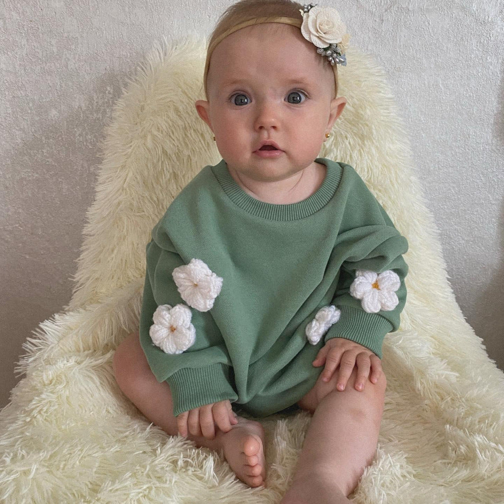 Newborn Infant Baby Stereo Clouds Floral One-Piece Rompers