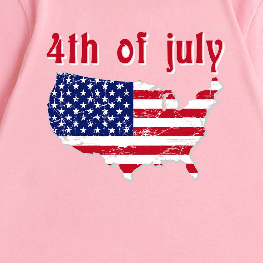 Kids Toddler Boys Girls Independence Day Print Short Sleeve T-Shirt