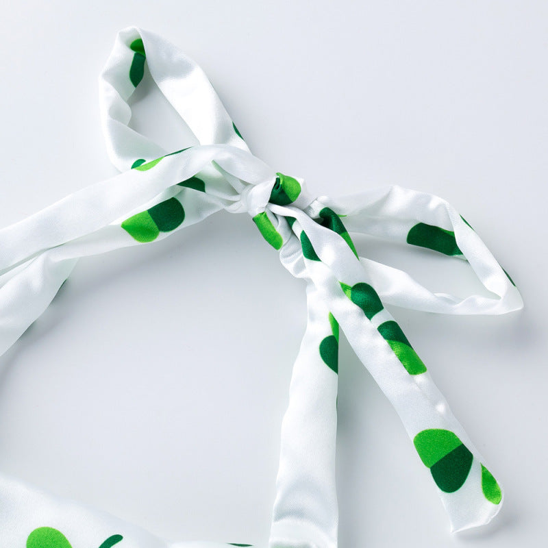 Toddlers Newborn Baby St.Patrick'S Girls Green Print Bodysuit And Headband Shoes 3pcs Set