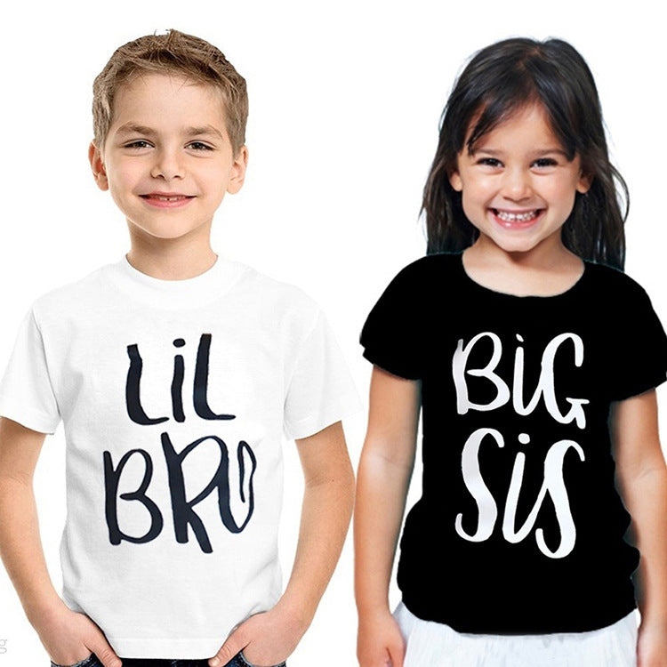 Children Kids Baby Fashion Girls Boys Sister Brother Round Neck T-Shirt