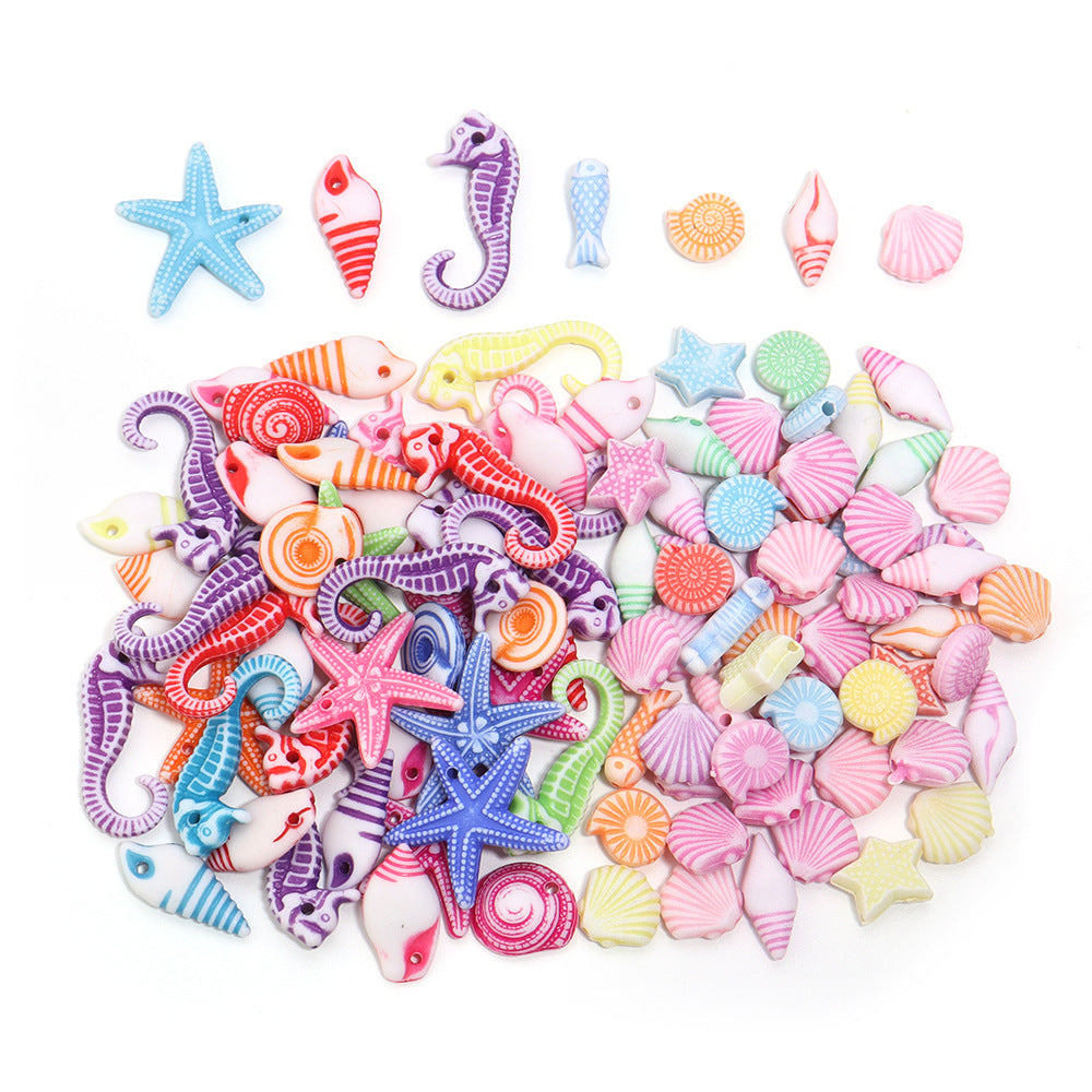 Multicolor Acrylic Marine Life Beads Bracelet Necklace Beaded Diy Jewelry Accessories