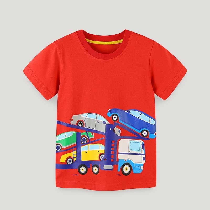 Kids Toddler Boys Casual Cute Cartoon Print Short Sleeve Round Neck T-Shirt