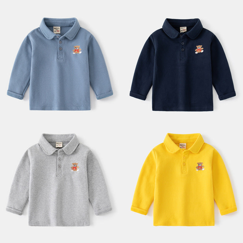 Children Kids Toddlers Boys Long-Sleeved Polo Lapel Shirt