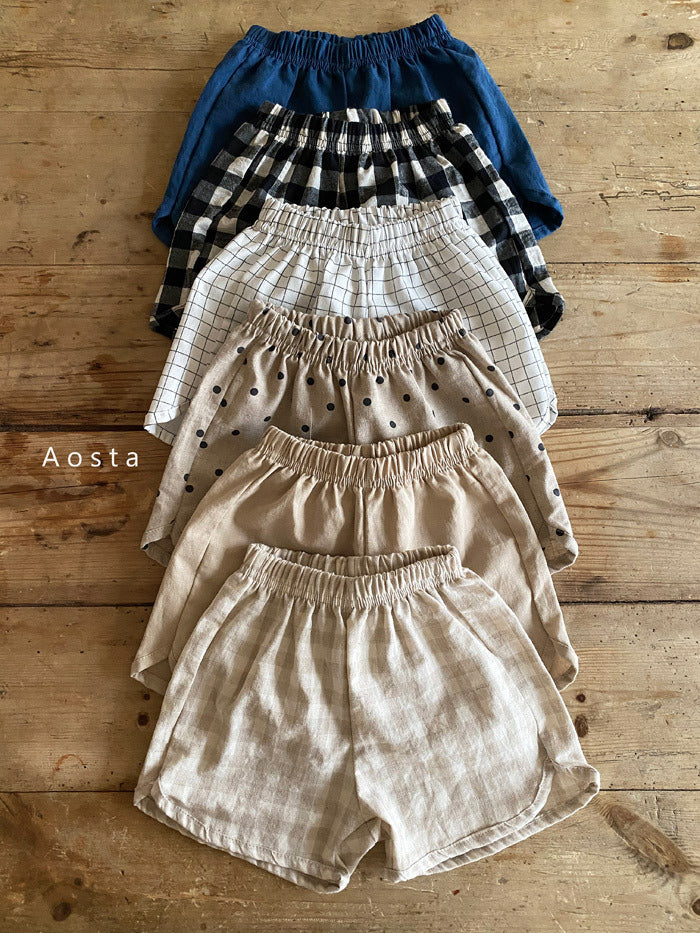Kids Casual Plaid Polka Dot Loose Elastic Shorts