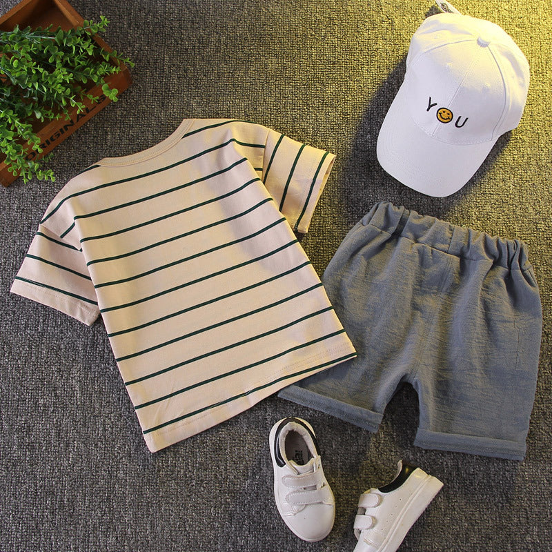 Boy'S Fashion Stripe Two-Piece Set