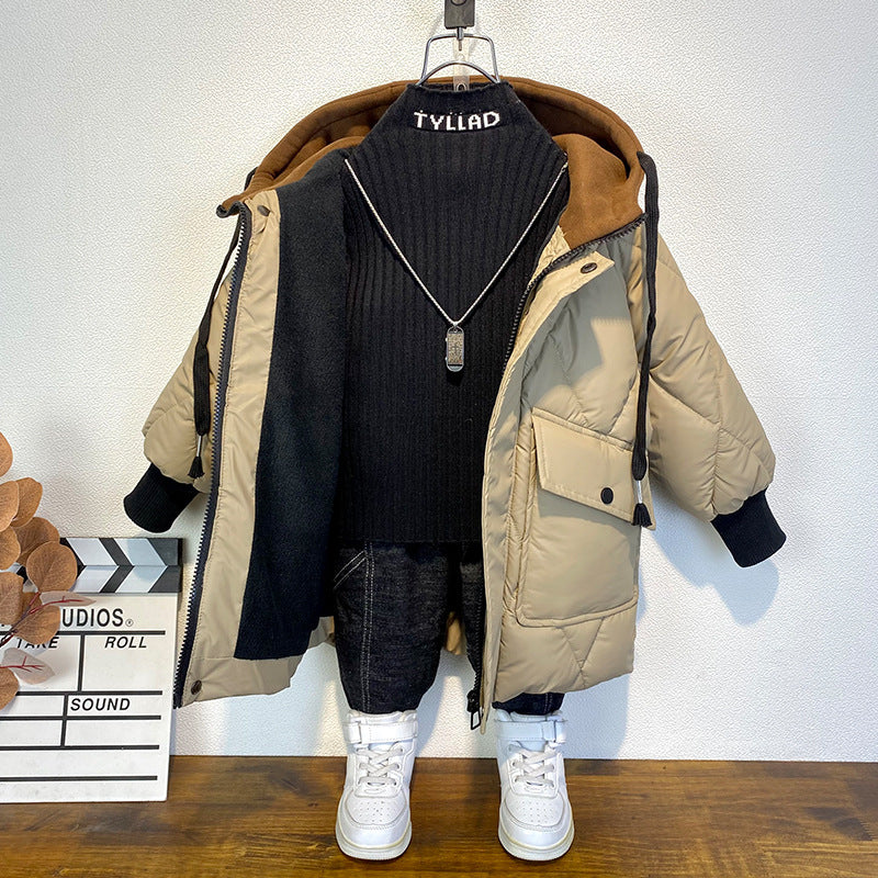 Winter Teen Kid Casual Warm Hooded Coat
