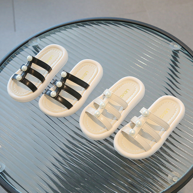 Children Kids Baby Fashion Girls Pearl Outerwear Slippers Shoes