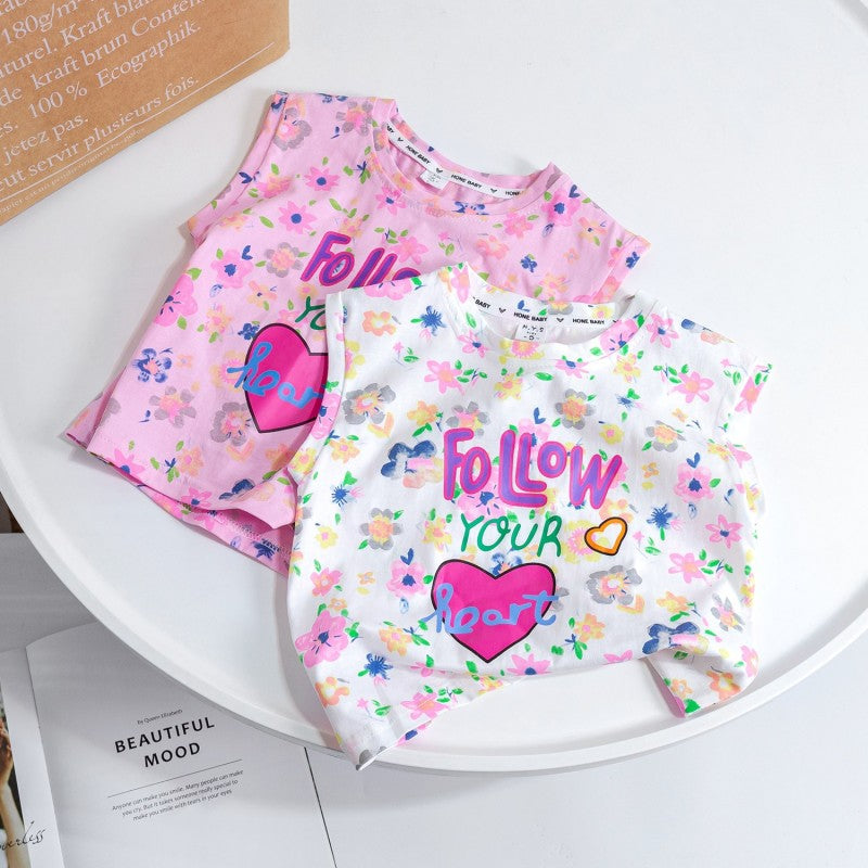 Children Kids Toddlers Girls Cartoon Print Sleeveless Vest