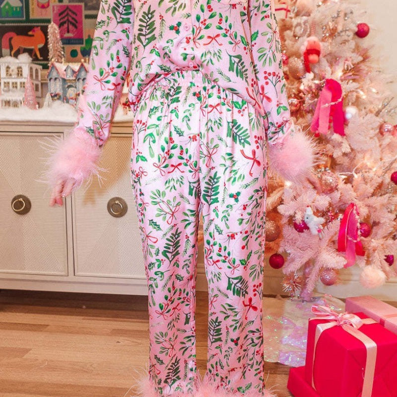 Women Girl Family Matching Clothes Printed Casual Pajamas Homewear Set