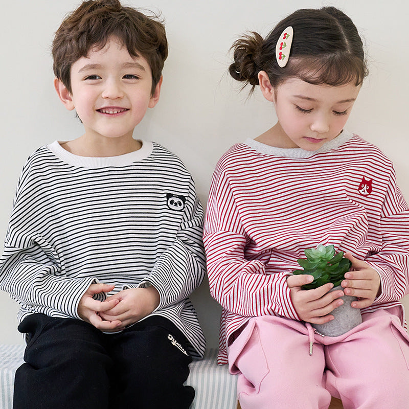 Children'S Casual Stripe Printed Long Sleeve T-Shirt