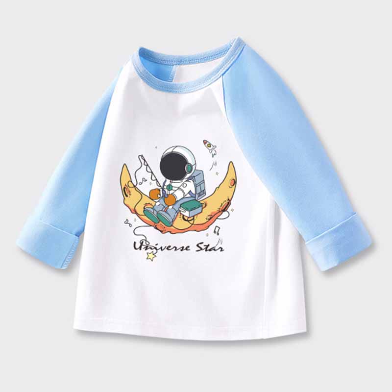 Kids Toddler Boys Girls Casual Cute Cartoon Print Long Sleeve Round Neck T-Shirt