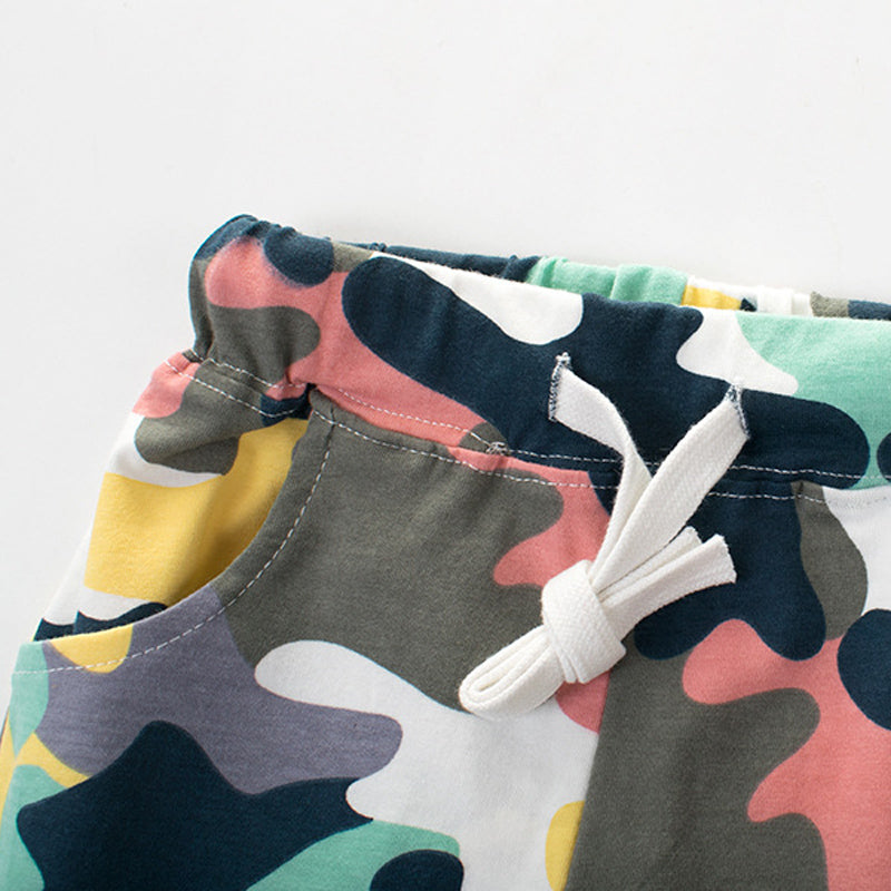 Boys Casual Camouflage Elastic Drawstring Shorts