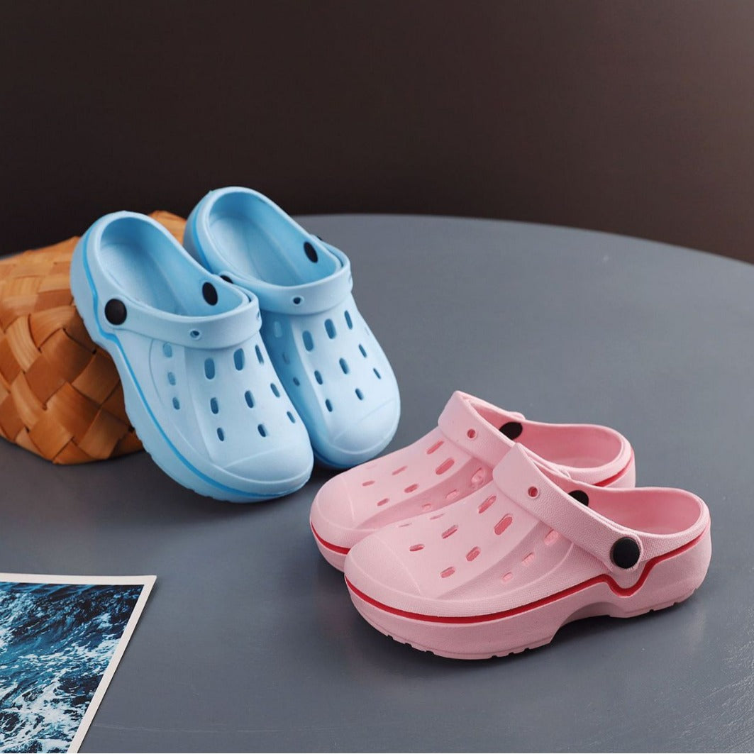 Children'S Fashion Cute Solid Color Non-Slip Waterproof Breathable Hole Shoes