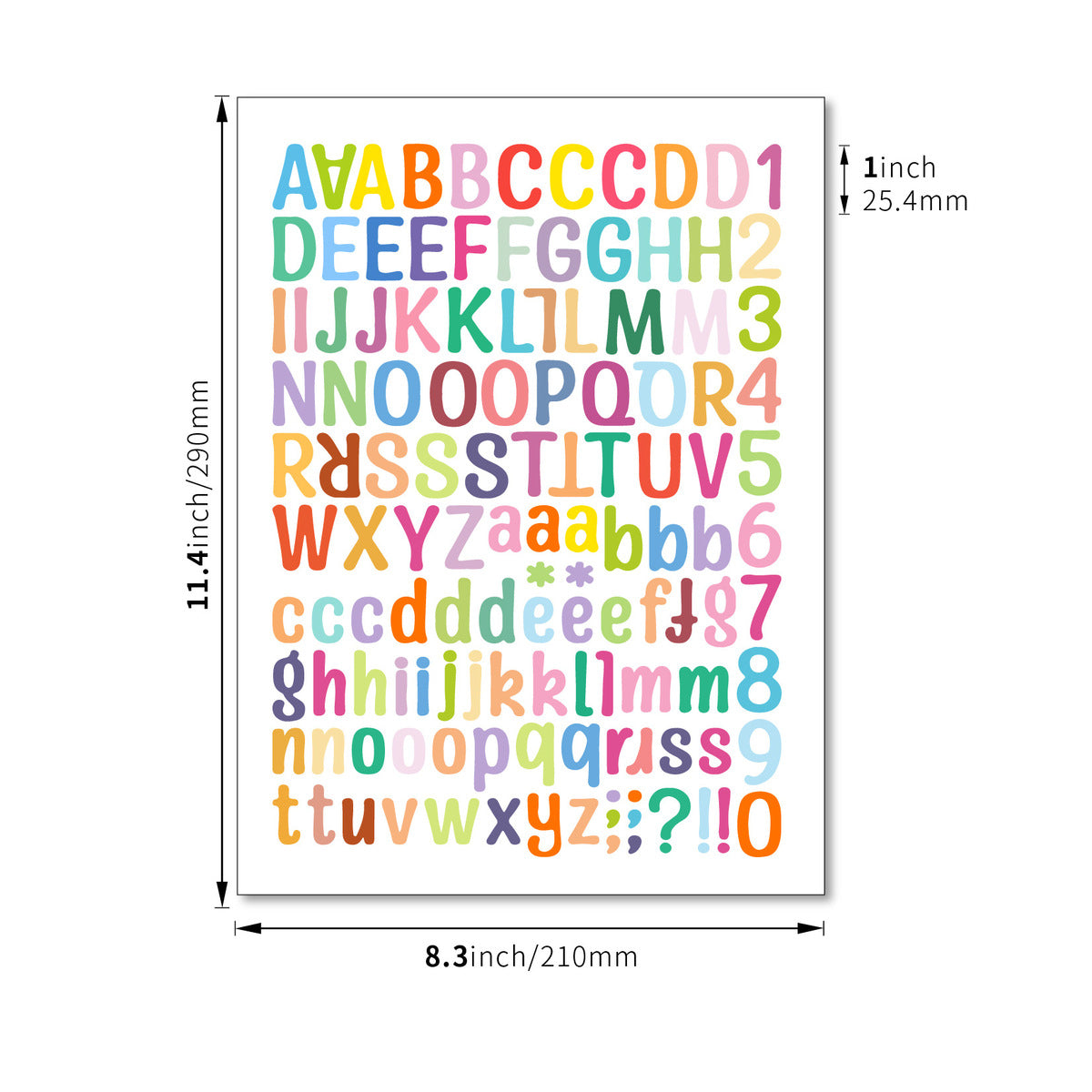 Waterproof Multicolor Digital Letter Sticker
