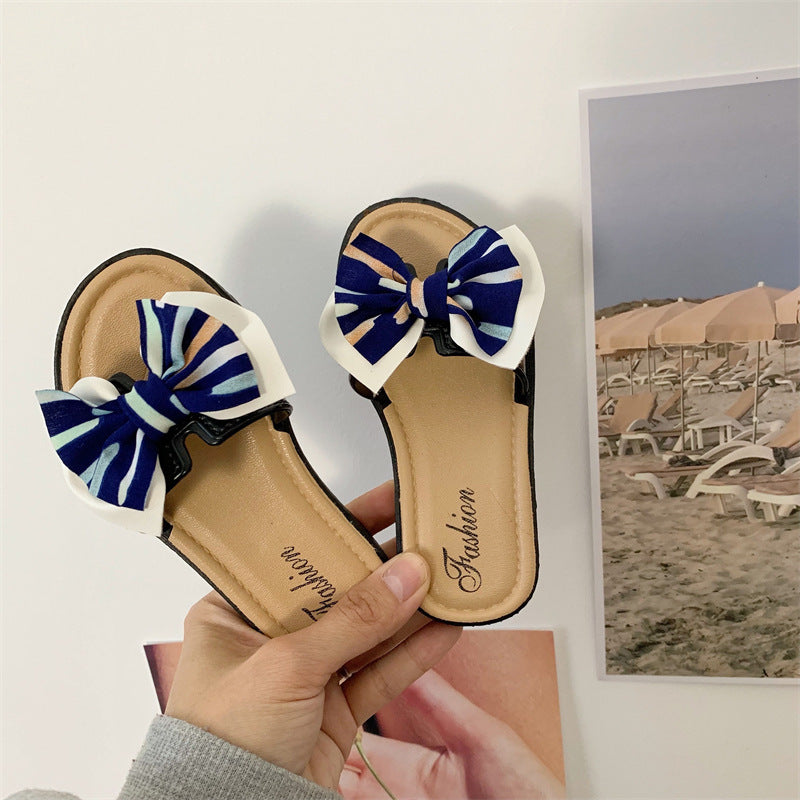 Children Kids Toddlers Girls Bow Princess Slippers Shoes