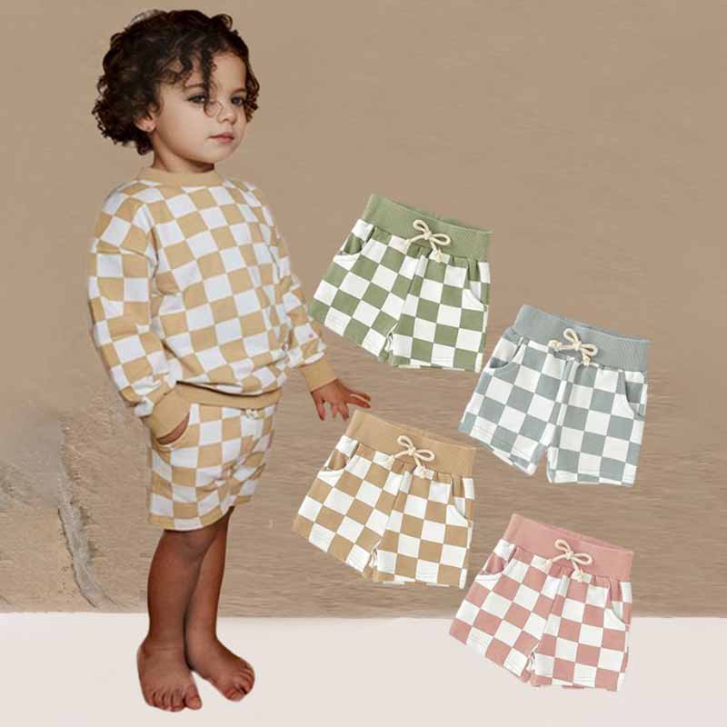 Kids Baby Boys Girls Fashion Casual Playd Print Shorts