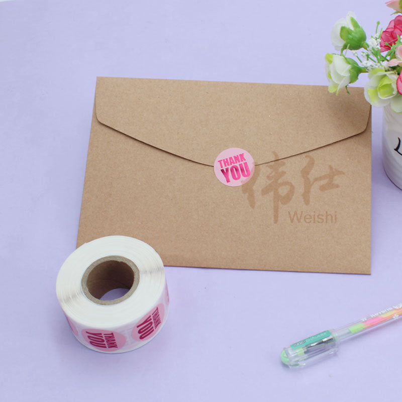 1 Inch 500 Pieces/Roll Round Pink Thank You Sticker Sealing Label Sticker Bronzing