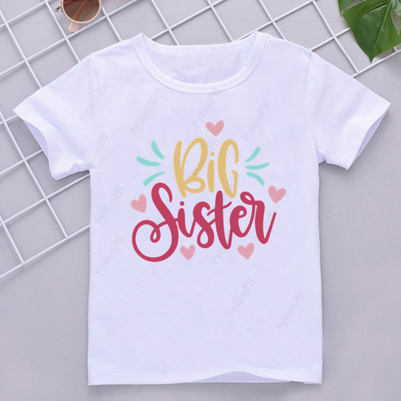 Kids Girls Casual Letter Pattern Round Neck Short Sleeve Basic T-shirt