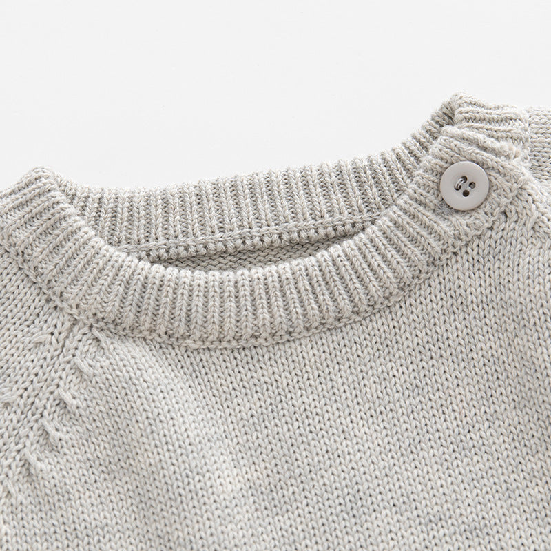 Winter Baby Fashion Heart Jacquard Long Sleeve Knit One Piece