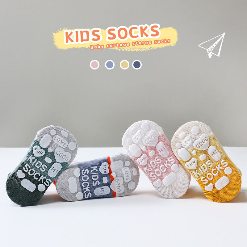 5 Pairs/Lot Non-Slip Rubber Ankle Baby Cotton Socks