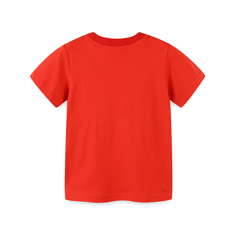 Kids Toddler Boys Casual Cute Cartoon Print Short Sleeve Round Neck T-Shirt