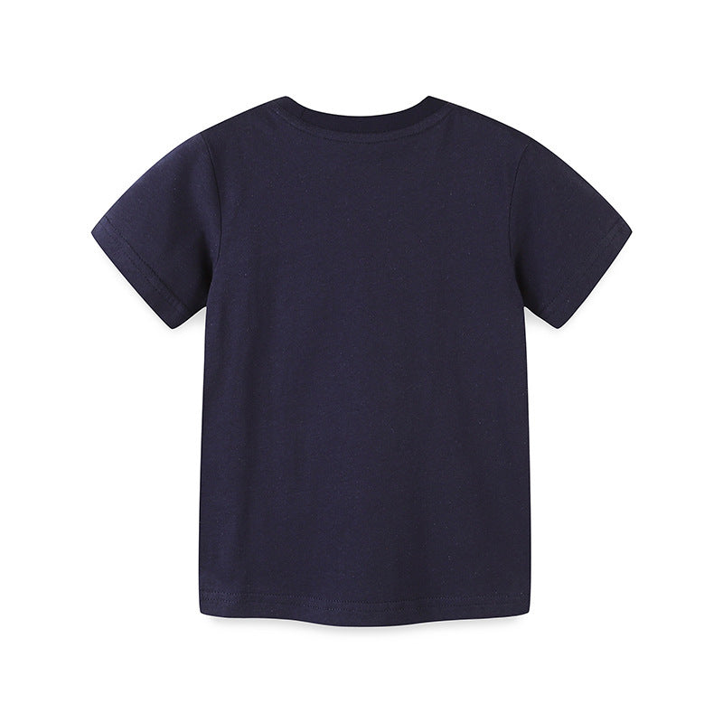 Kids Toddler Boys Casual Cute Cartoon Print Short Sleeve Round Neck T-Shirt
