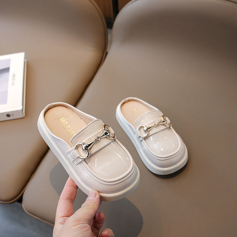 Kids Girls Fashion Casual Cute Flat Sling Back PU Slippers
