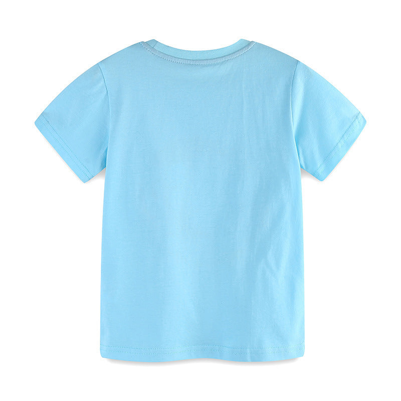 Kids Toddler Boys Casual Cute Cartoon Print Short Sleeve Round Neck T-Shirt