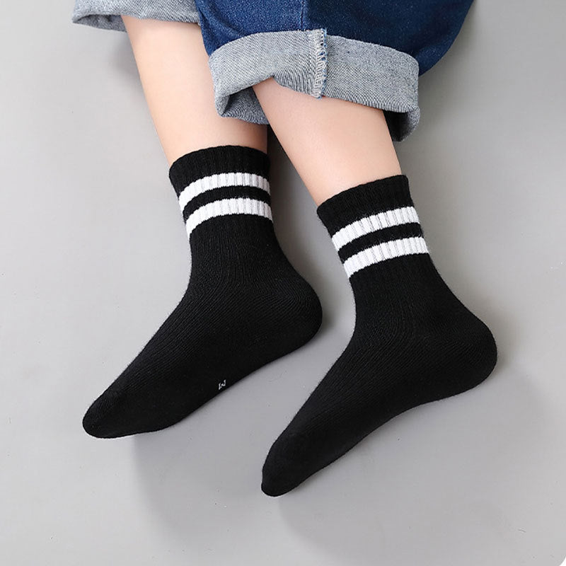 5pairs/set Kids Simple Striped Comfortable Breathable Socks