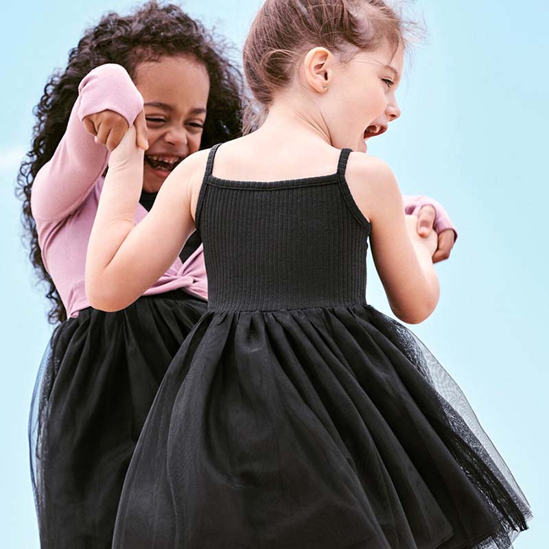 Kids Toddler Girls Casual Cute Solid Color Mesh Strap Dress