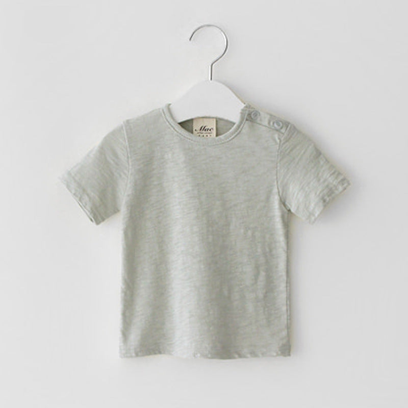 Kids Baby Casual Solid Color Cotton Short-Sleeve T-Shirt
