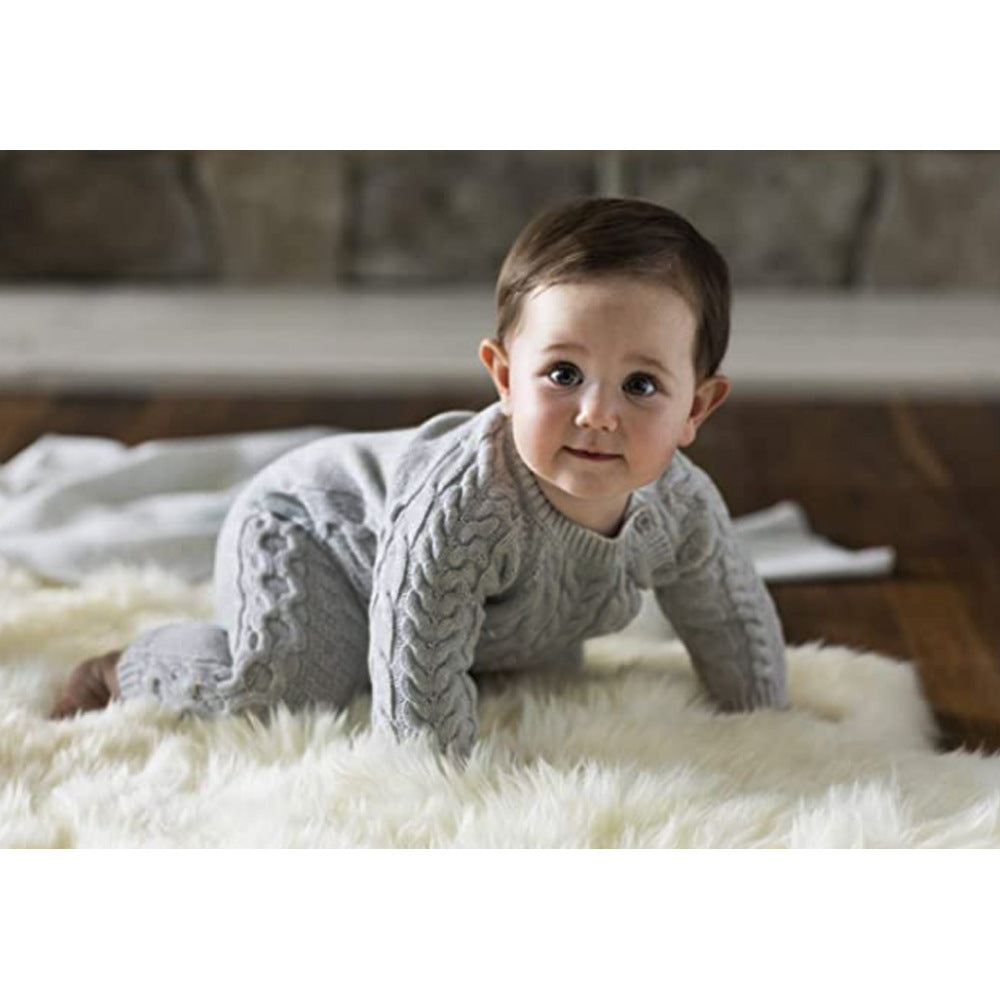 Winter Baby Fashion Solid Color Knit One Piece And Hat